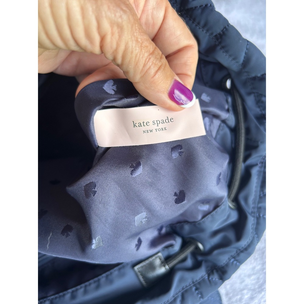 Kate Spade Ellie Flap Backpack Navy Quilted Lightweight‎ Nylon Travel Laptop Bag - Picture 11 of 14
